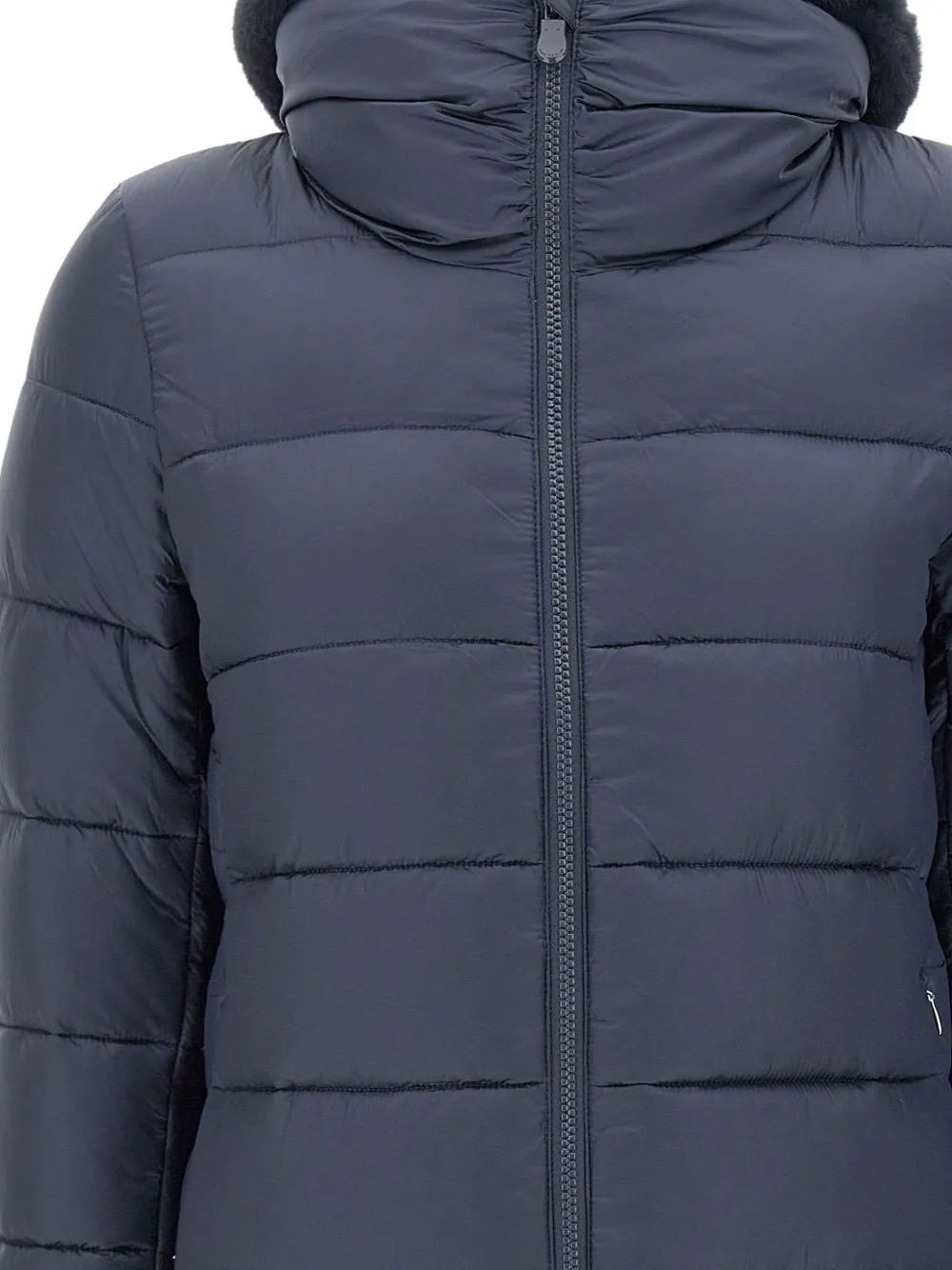 Save The Duck Quilted Hooded Coat In Blue