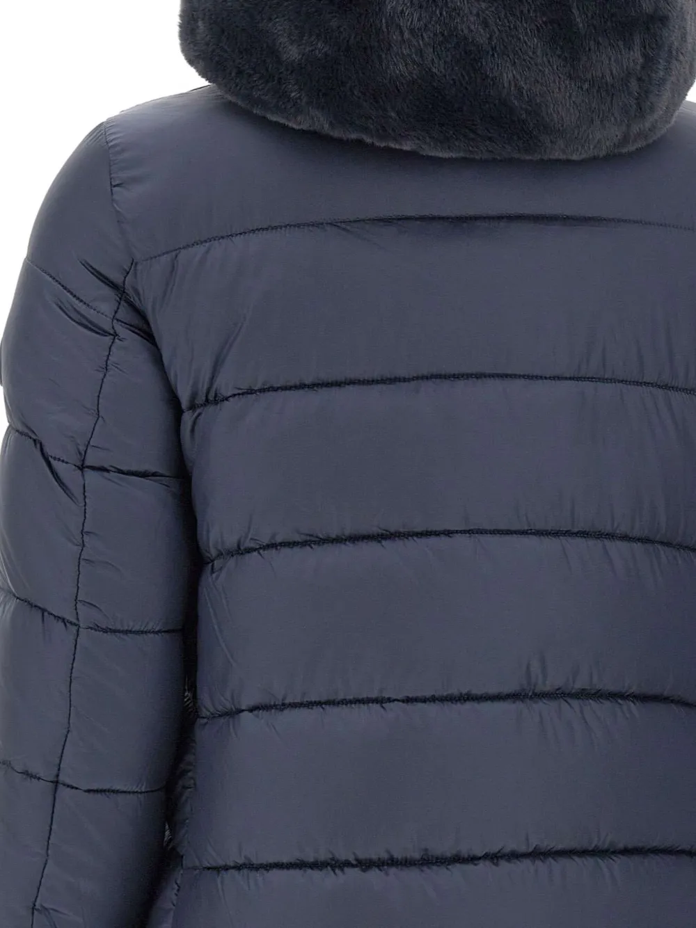 Save The Duck Quilted Hooded Coat In Blue