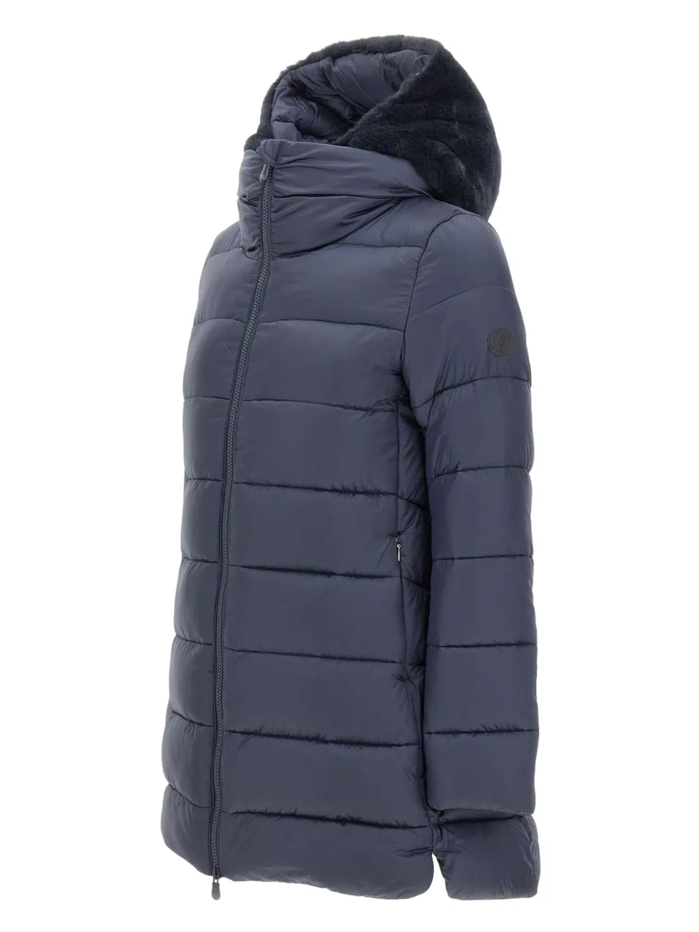 Save The Duck Quilted Hooded Coat In Blue