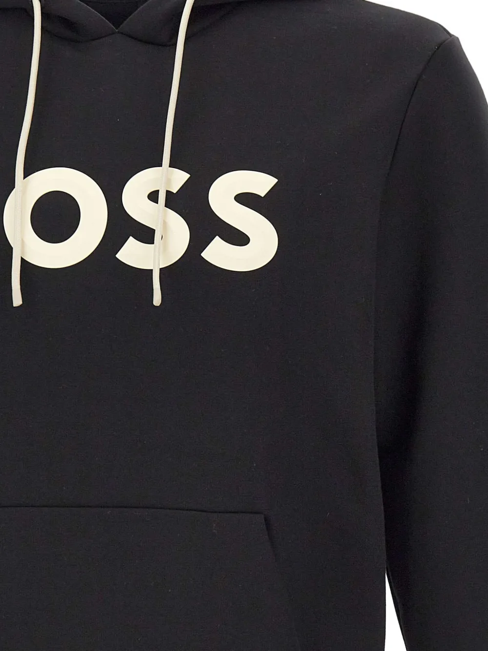 BOSS Hoodie met trekkoord en logo Zwart