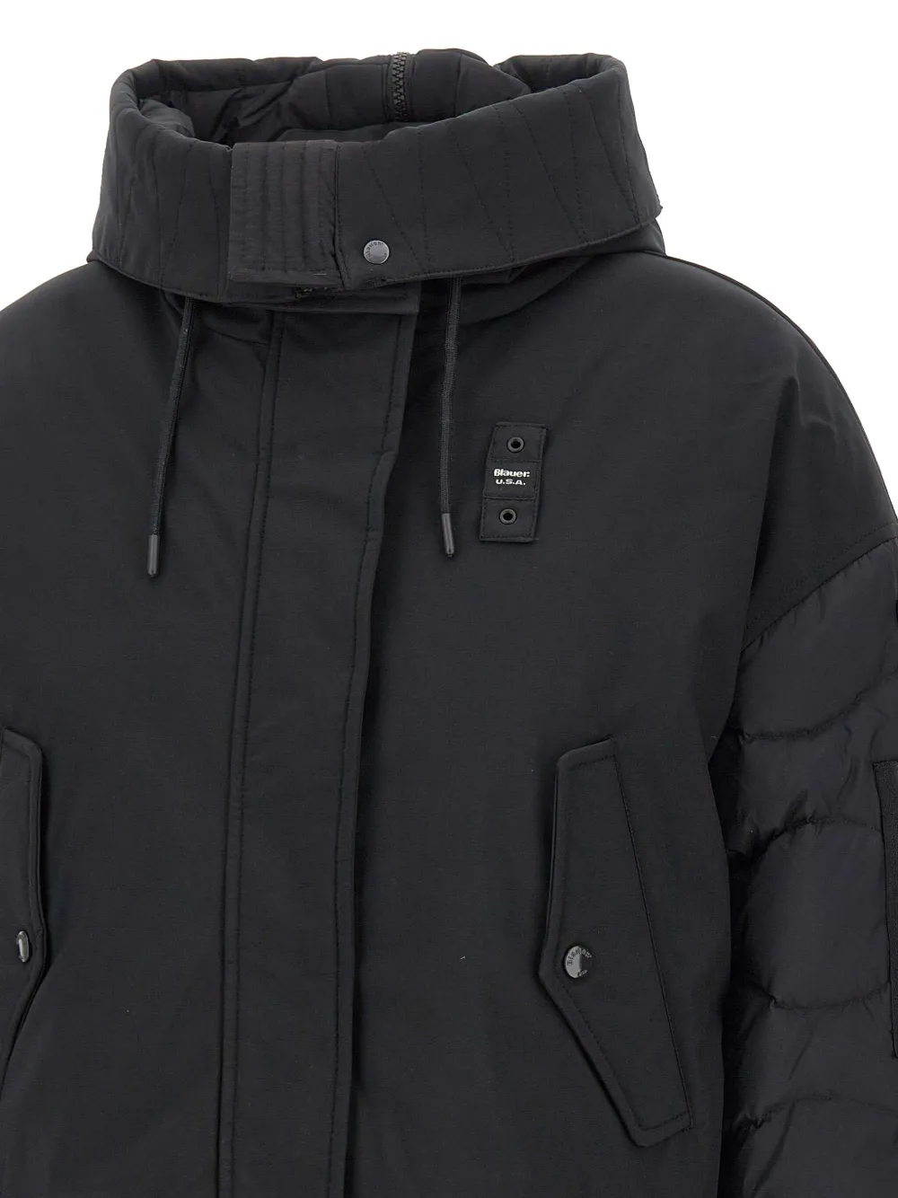 Blauer Harley Hooded Bomber Jacket In Black