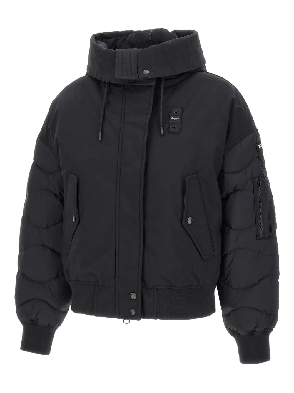 Blauer Harley Hooded Bomber Jacket In Black