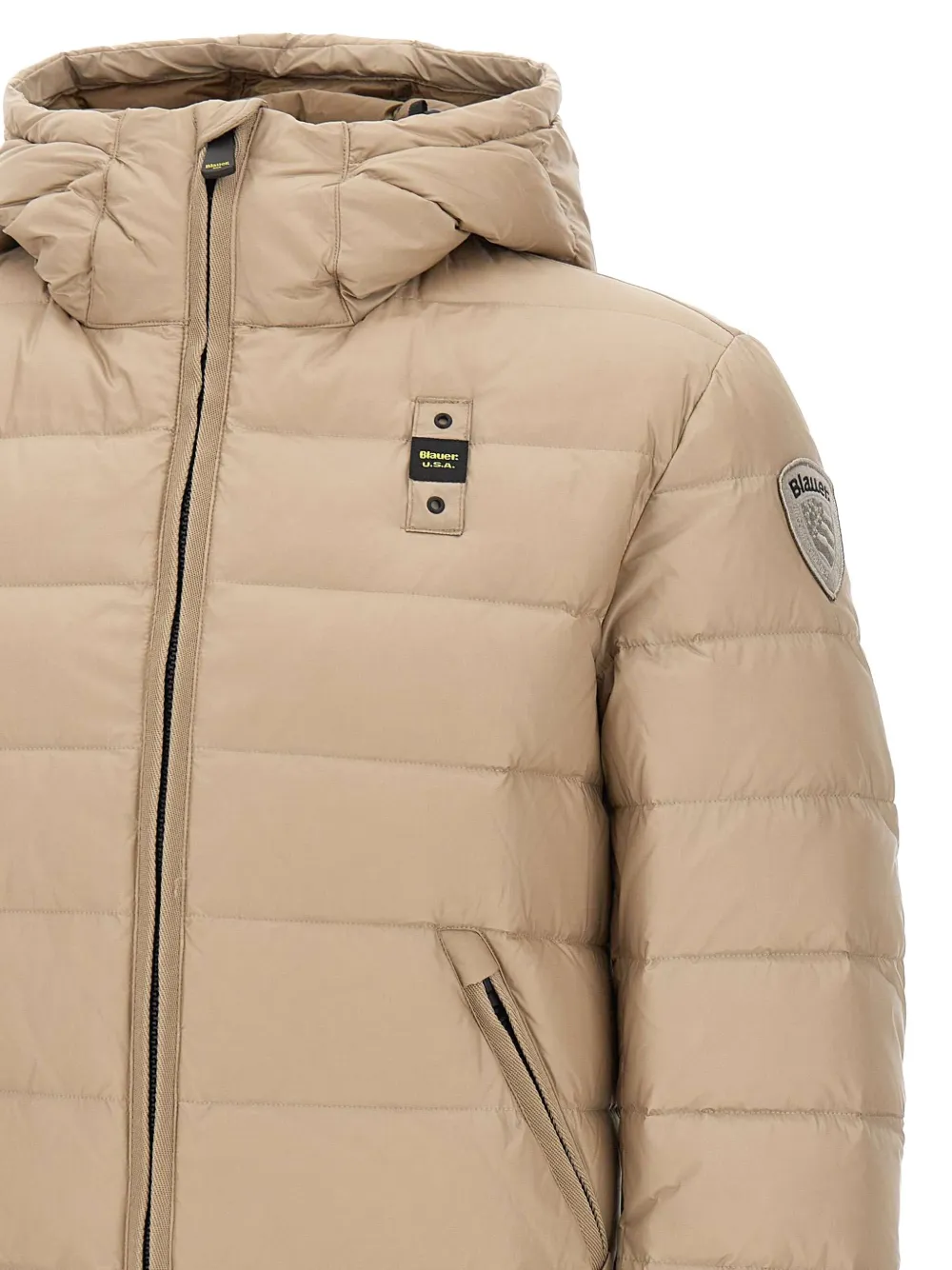 Blauer Striped Hooded Down Jacket In Brown