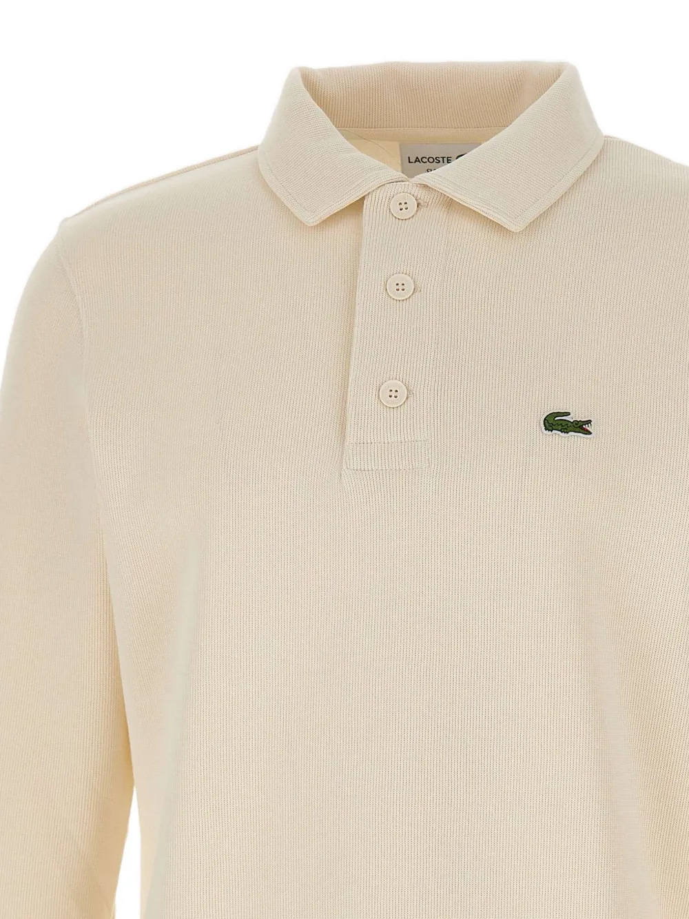 Lacoste Poloshirt met geborduurd logo en lange mouwen Beige