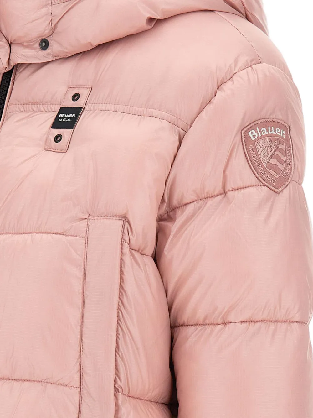 Blauer Detachable Hood Quilted Puffer Jacket In Pink