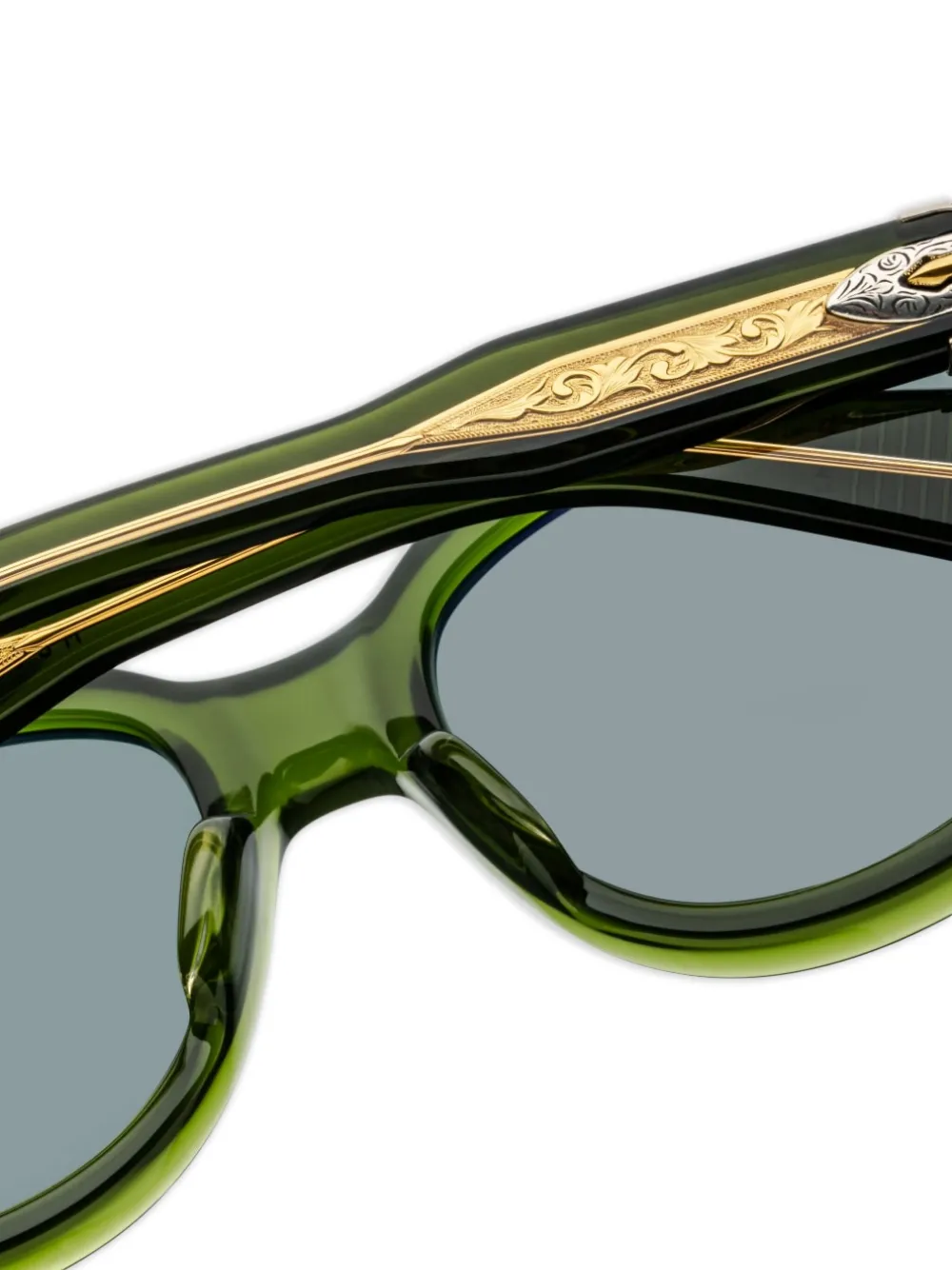 Jacques Marie Mage Zonnebril met rond montuur Groen