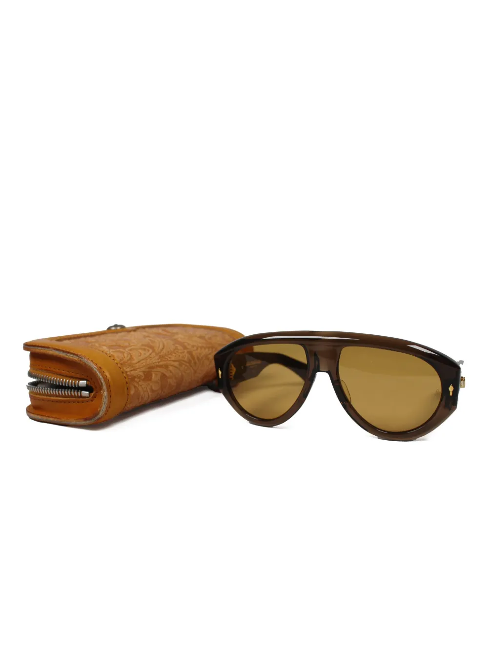 Jacques Marie Mage Zonnebril met schild montuur - Bruin