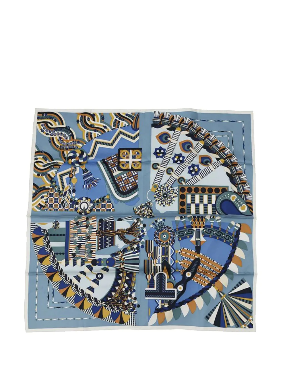 Pre-owned Hermes 2019-2020 Haute Parure Silk Scarf Scarves In Blue