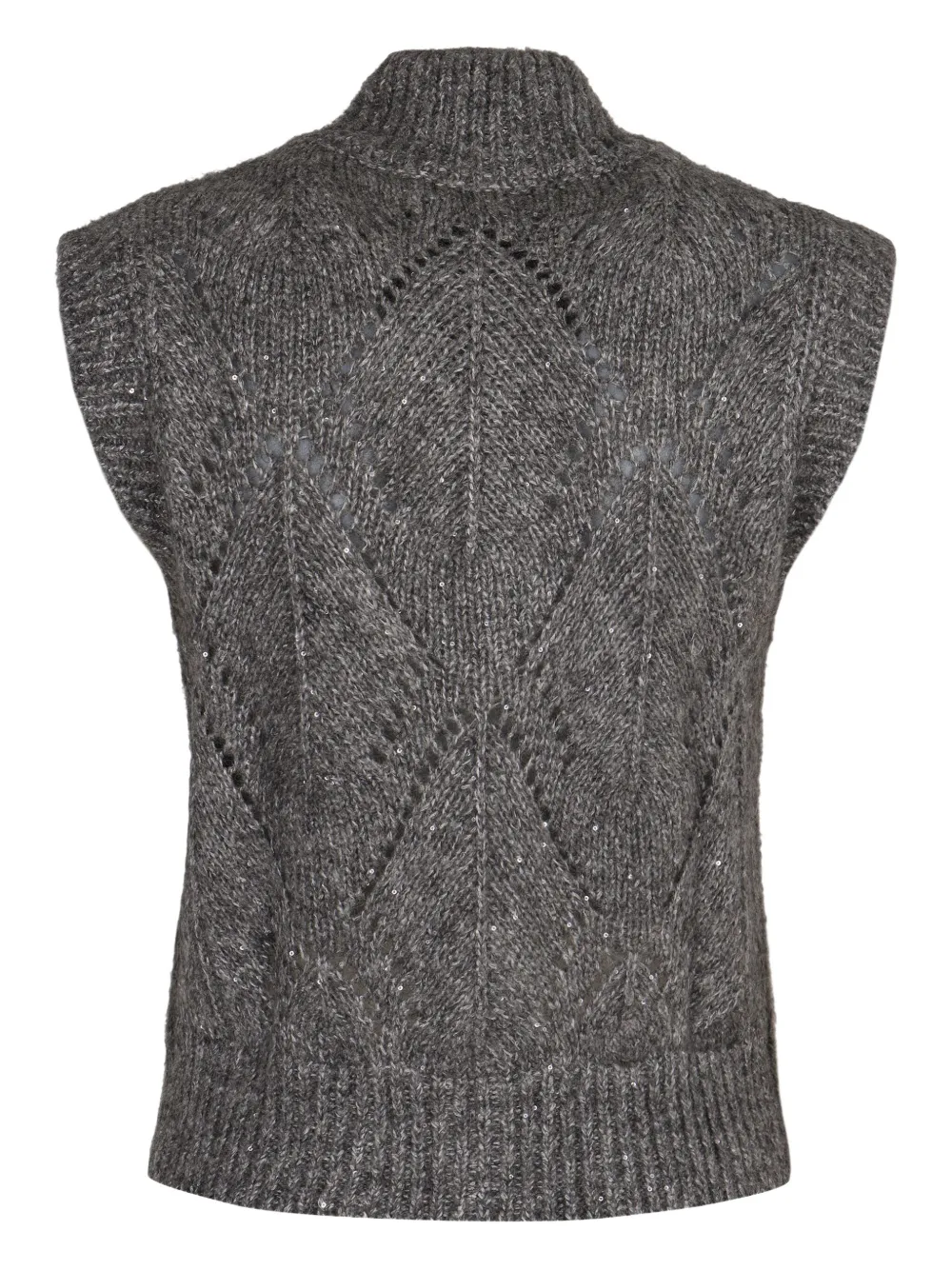 Peserico Sweater Vest With Zipper In Alpaca Blend In Gray