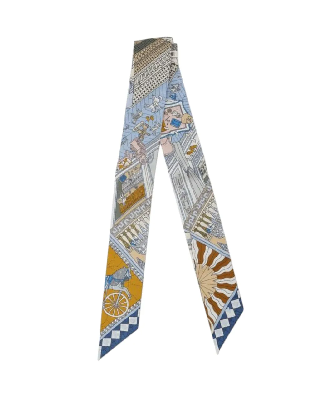 Hermès Pre-Owned mascada Twilly Objets de Curiosite de seda 2021-2025 | azul | Image 1