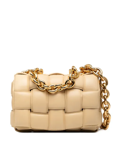 Bottega Veneta Pre-Owned bolsa satchel Cassette de piel nappa capitonada con tejido Intrecciato y cadena 2012-2025