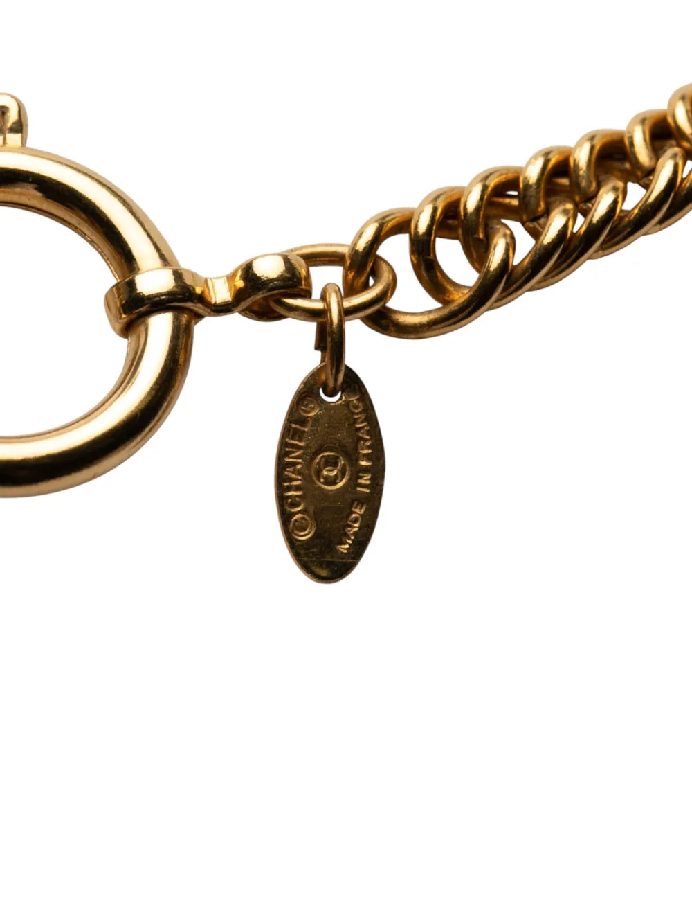 Pre-owned Chanel 1970-1980 Gold Plated Loupe Magnifying Glass Pendant Necklace Costume Necklace