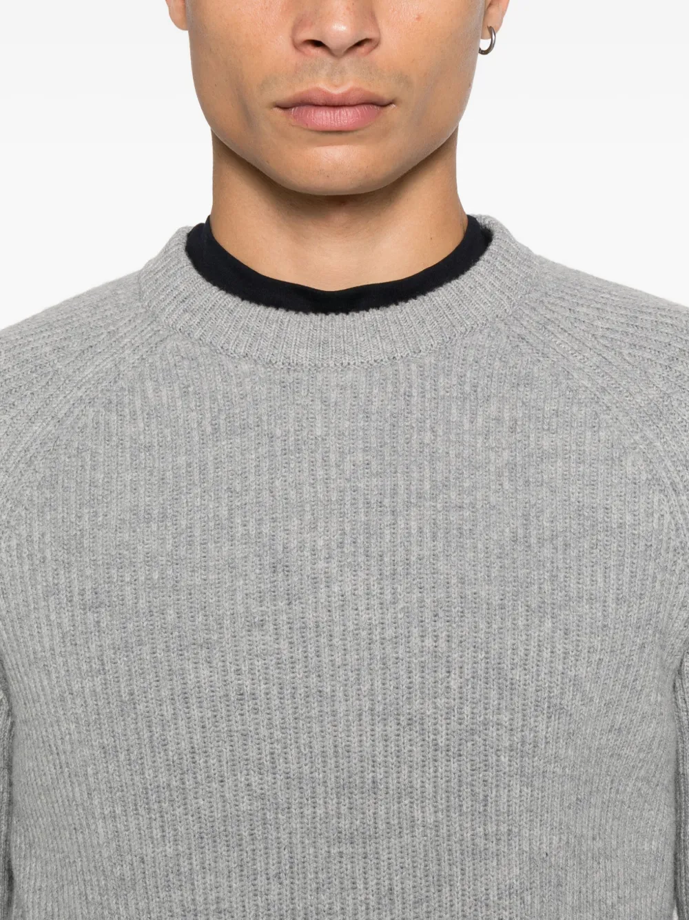 Mc2 Saint Barth Ribbed Marine Wool Knitwear In Gray