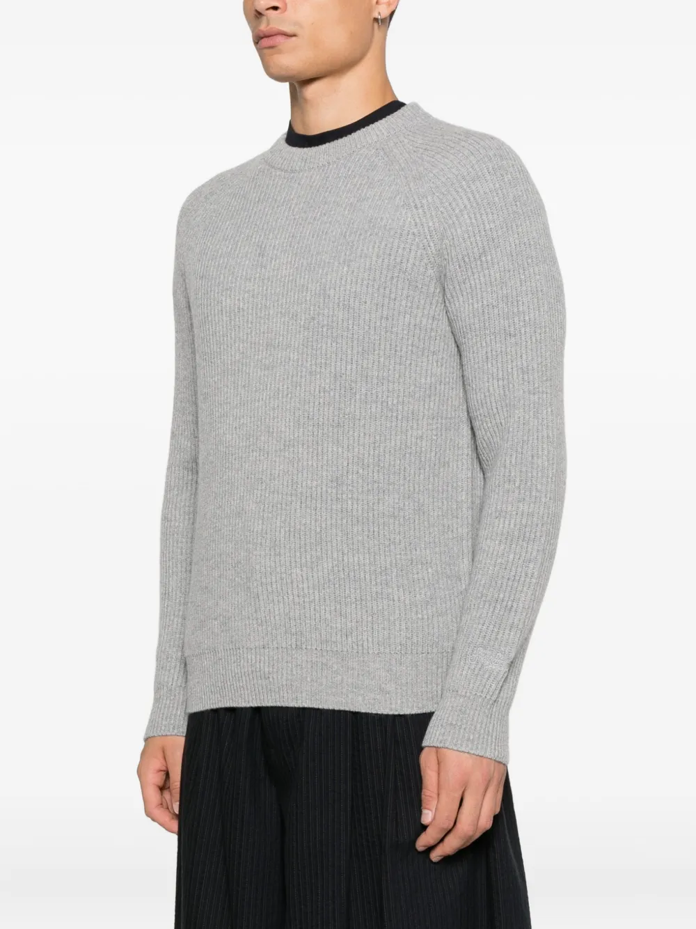 Mc2 Saint Barth Ribbed Marine Wool Knitwear In Gray