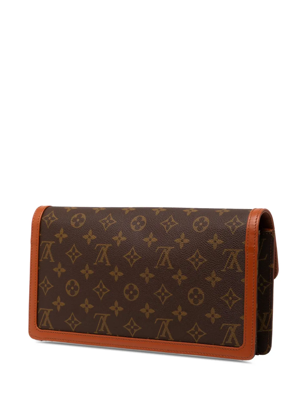 Pre-owned Louis Vuitton 1990 Monogram Pochette Dame Gm Clutch Bag In Brown
