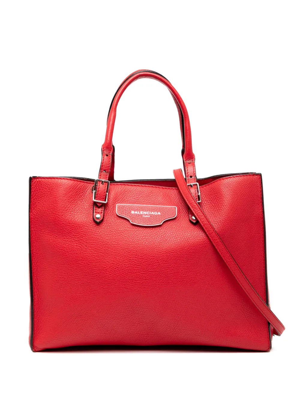 Pre-owned Balenciaga 2015 Grained Calfskin Papier A6 Zip Around Tote Satchel In Red