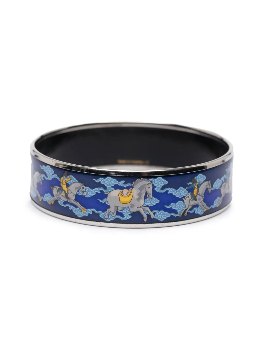 Hermès Pre-Owned 2000-2020 Wide Enamel Horse Riding Motif Bangle costume bracelet | Image 2