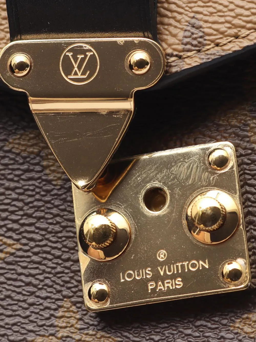 Pre-owned Louis Vuitton 2021-2025 Monogram Reverse Pochette Metis Satchel In Brown