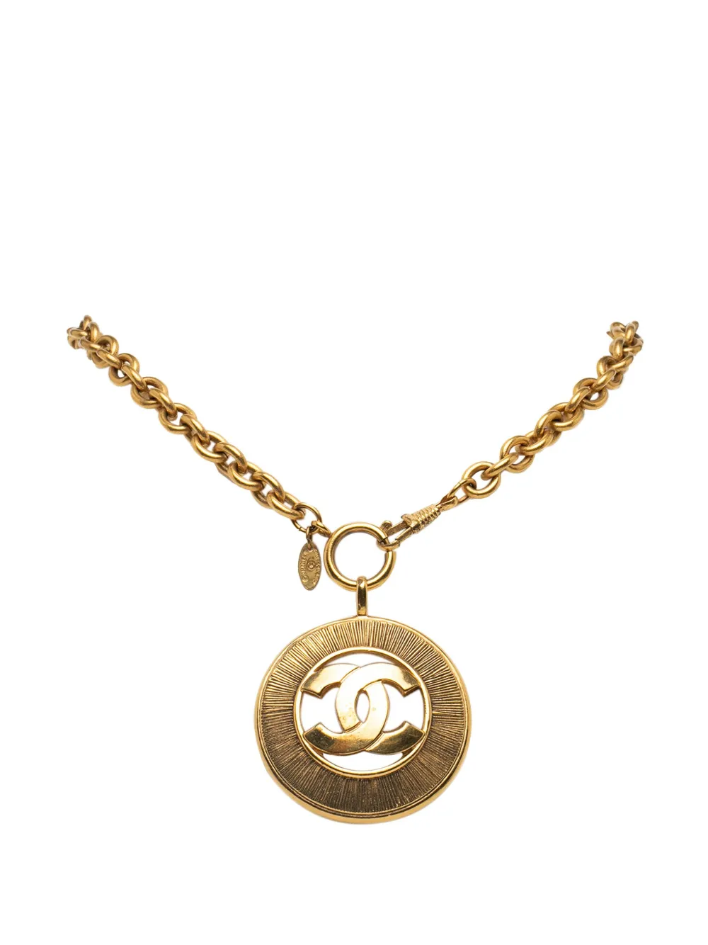 CHANEL Pre-Owned 1970‐1980 ゴールドプレーテッド ココマーク ラウンドペンダント コスチューム ネックレス - CHANEL Pre-Owned 1970‐1980 ゴールドプレーテッド ココマーク ラウンドペンダント コスチューム ネックレス -