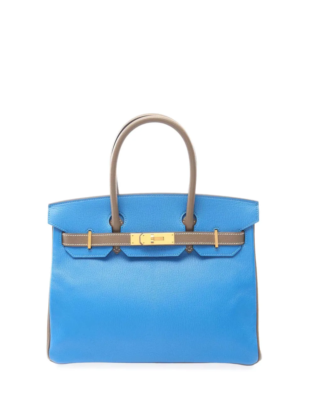 Pre-owned Hermes 2017 Special Order Bicolor Chevre Mysore Birkin 30 Handbag In Brown