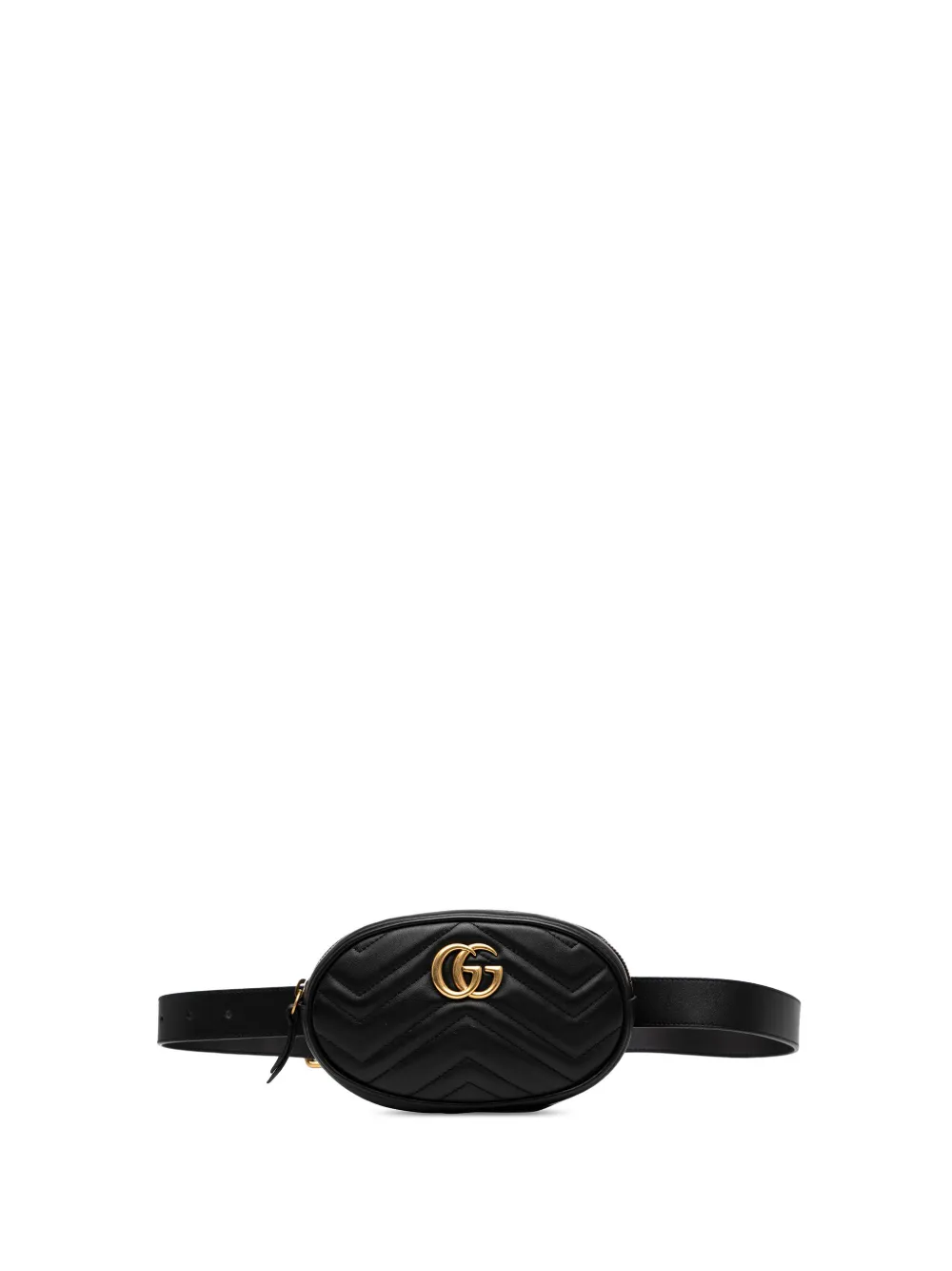 Pre-owned Gucci 2016-2025 Gg Marmont Matelasse Leather Belt Bag In Black