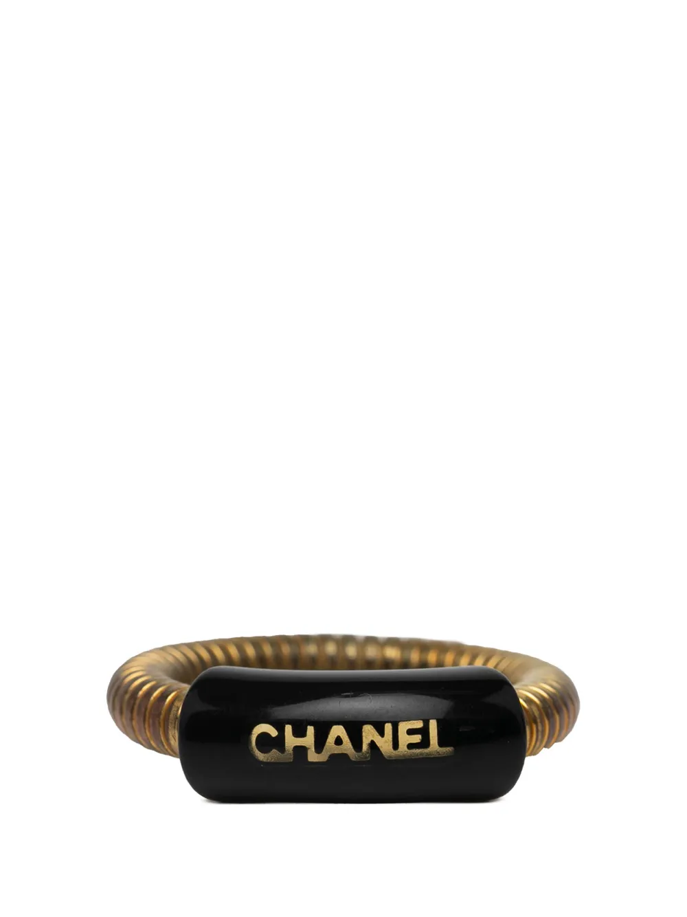 Pre-owned Chanel 2001 Gold Plated Logo Ring Costume Ring