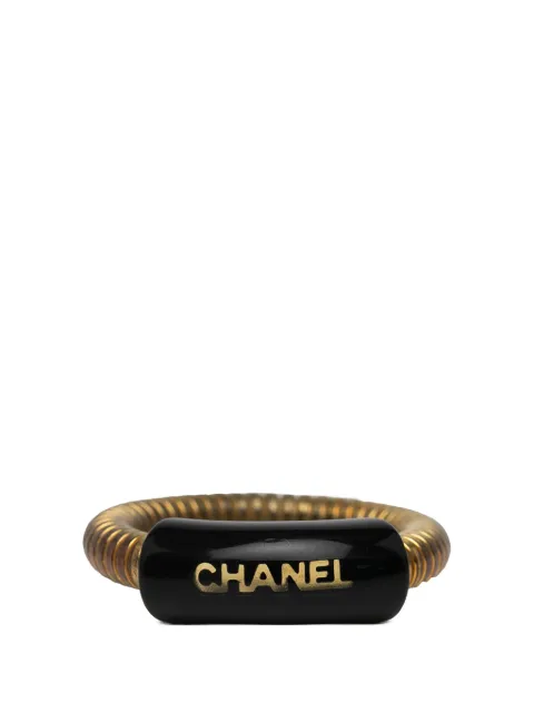 CHANEL Pre-Owned 2001 Gold Plated Logo Ring costume ring