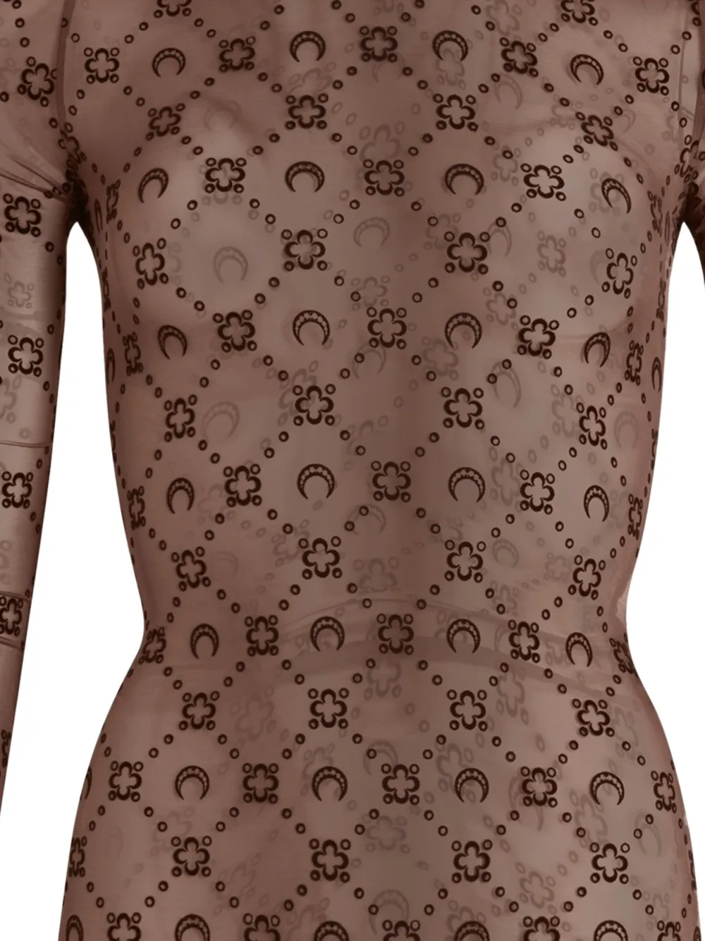 Marine Serre patterned long-sleeve top - Bruin