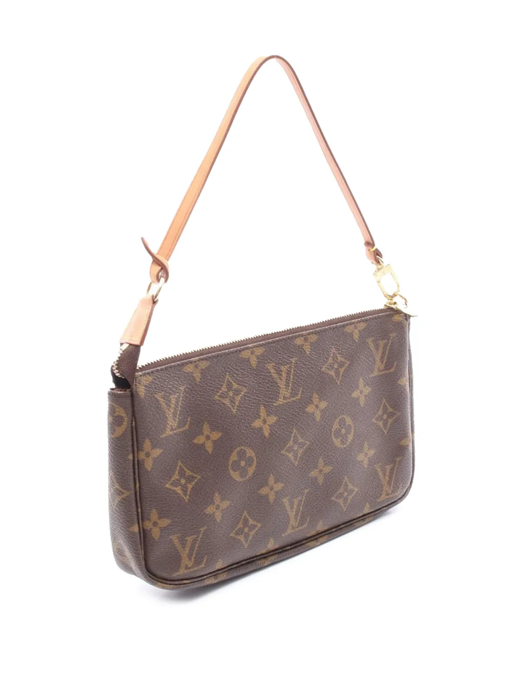 Pre-owned Louis Vuitton 2001 Monogram Pochette Accessoires Shoulder Bag In Brown