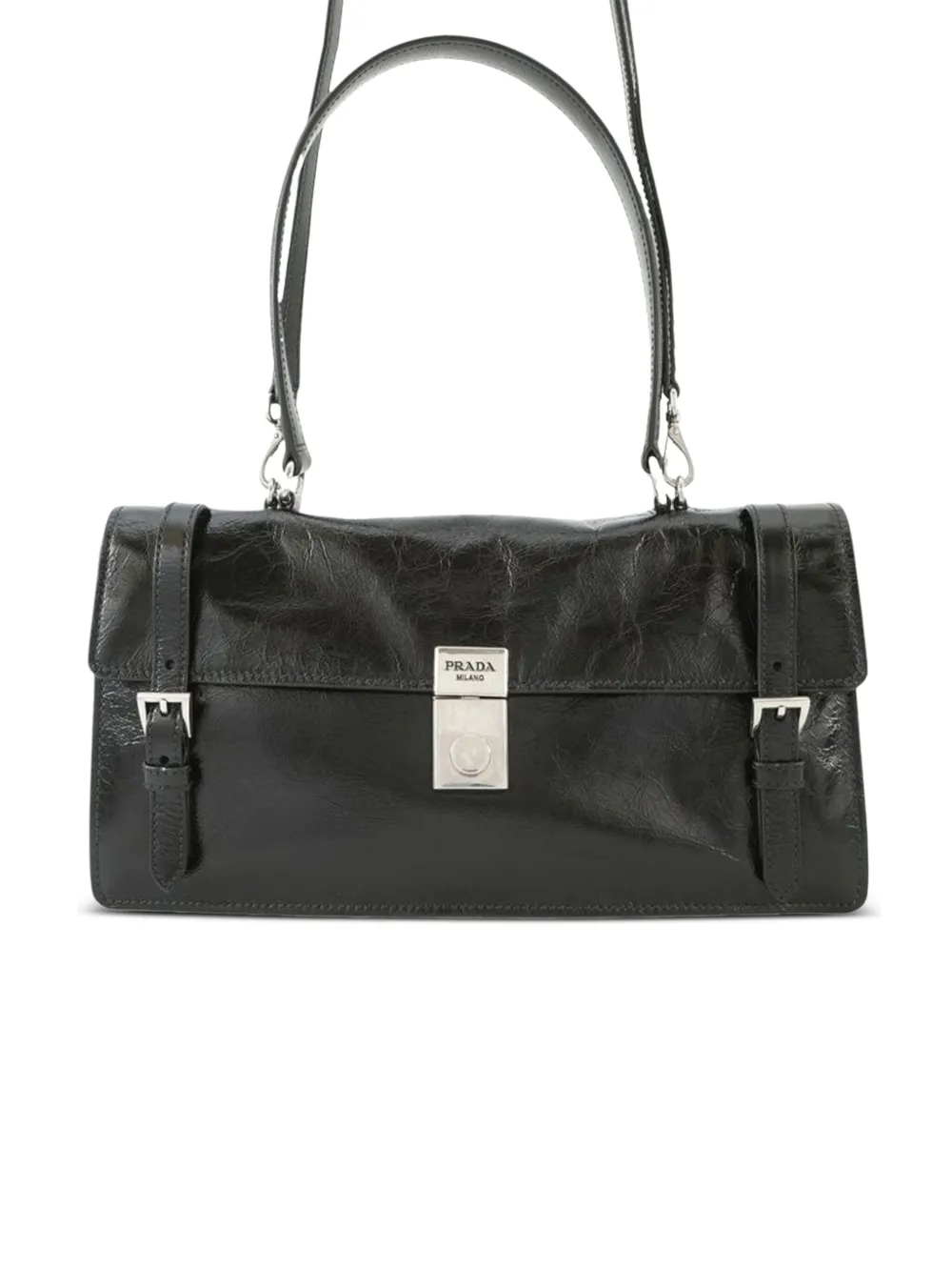 Prada Pre-Owned شنطة جلد 'غلوسي' متوسطة بحمالة كتف 2000-2024 | أسود | Image 1
