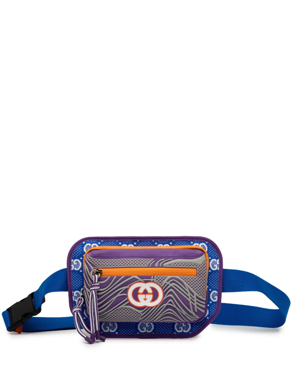 Pre-owned Gucci 2016-2025 Gg Nylon And Rubber Belt Bag In Blue