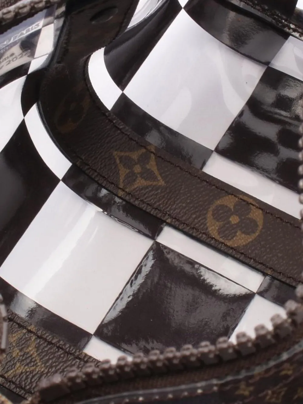 Pre-owned Louis Vuitton 2022 Pvc And Monogram Chess Keepall Bandouliere 25 Satchel In Brown