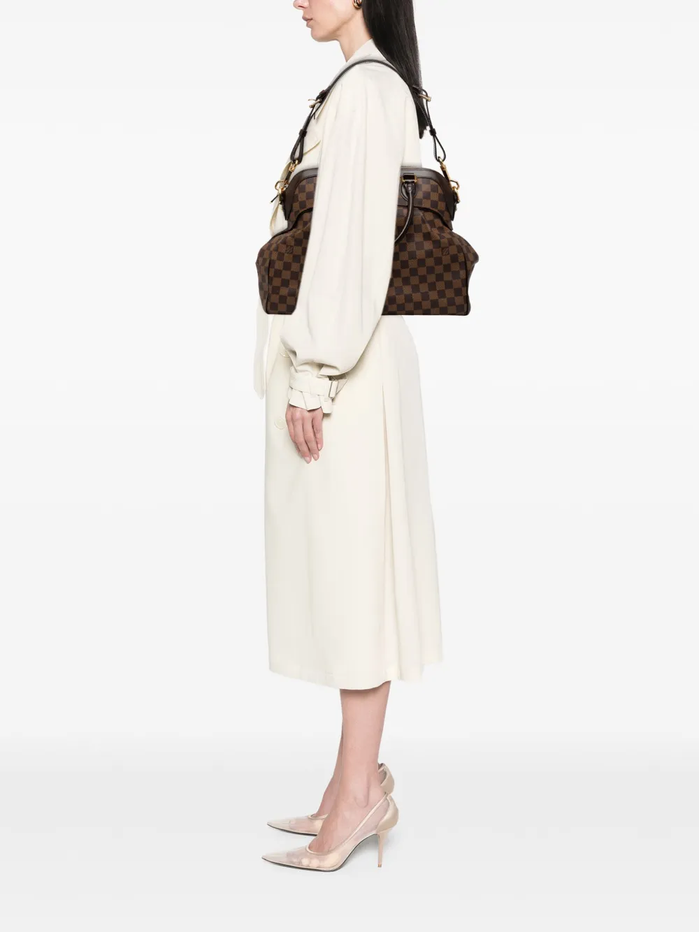 Pre-owned Louis Vuitton 2007 Damier Ebene Trevi Gm Satchel In Brown