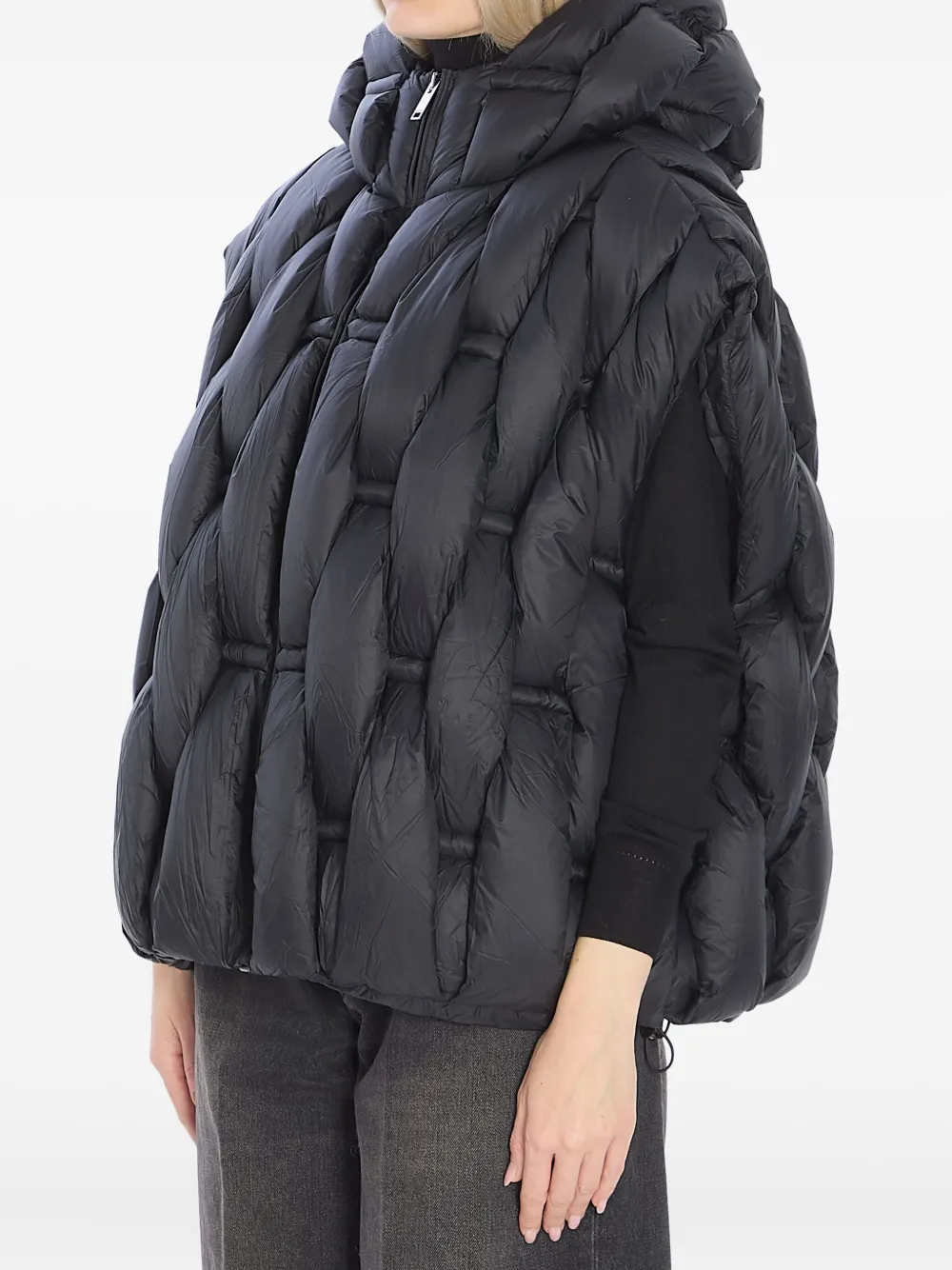 Raxxy Woven Padded Zip-up Vest In Black