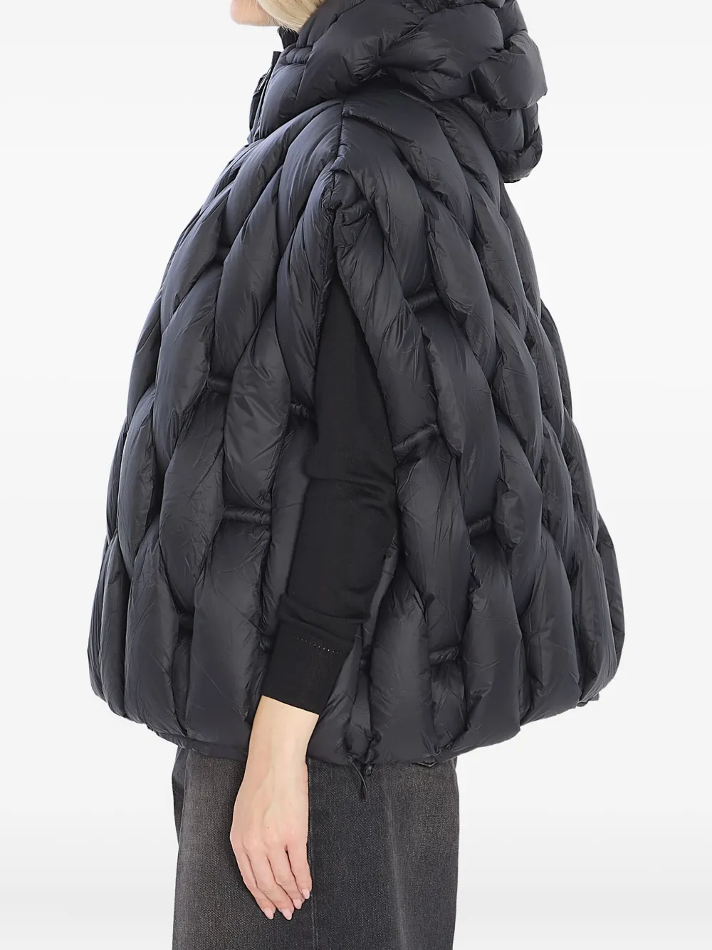Raxxy Woven Padded Zip-up Vest In Black