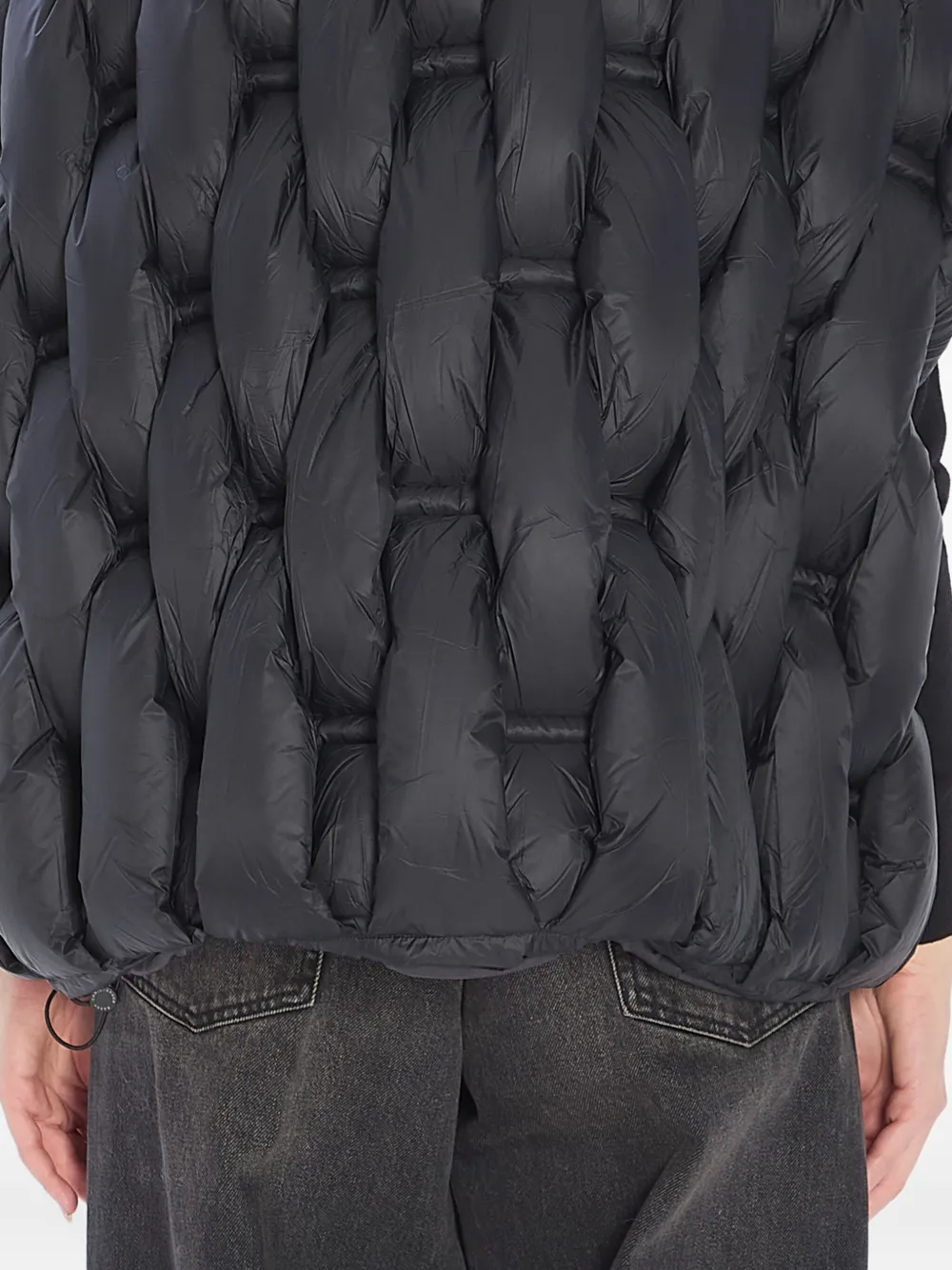 Raxxy Woven Padded Zip-up Vest In Black