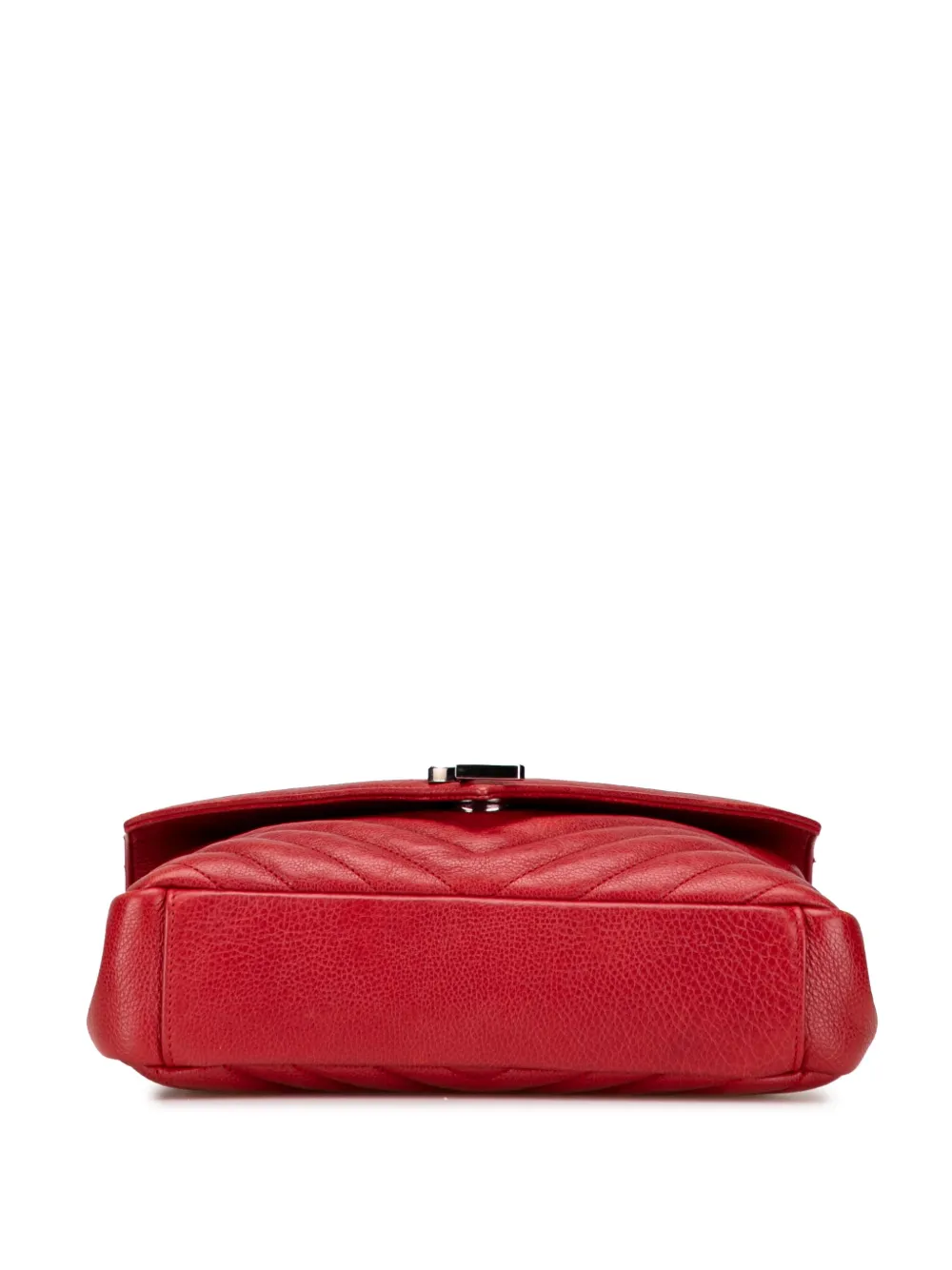 Pre-owned Saint Laurent 2016 Medium Chevron Sheepskin Monogram College Satchel In Red