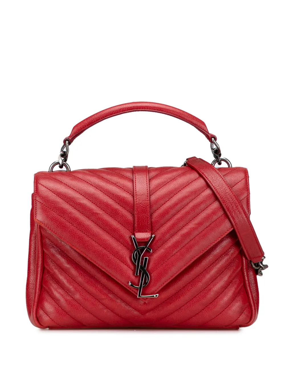 Saint Laurent Pre-Owned 2016 Medium Chevron Sheepskin Monogram College satchel | Red | Image 1