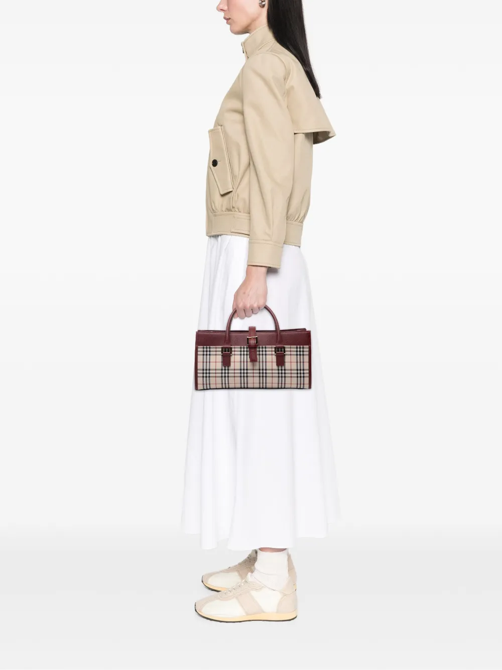 Pre-owned Burberry 2000-2017 House Check Canvas Handbag In Brown