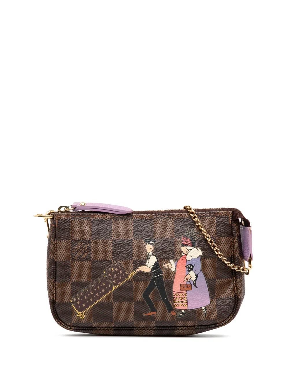 Louis Vuitton Pre-Owned 2011 ダミエ エベヌ イリュストレ ミニ ポシェット アクセソワール ハンドバッグ - Louis Vuitton Pre-Owned 2011 ダミエ エベヌ イリュストレ ミニ ポシェット アクセソワール ハンドバッグ -
