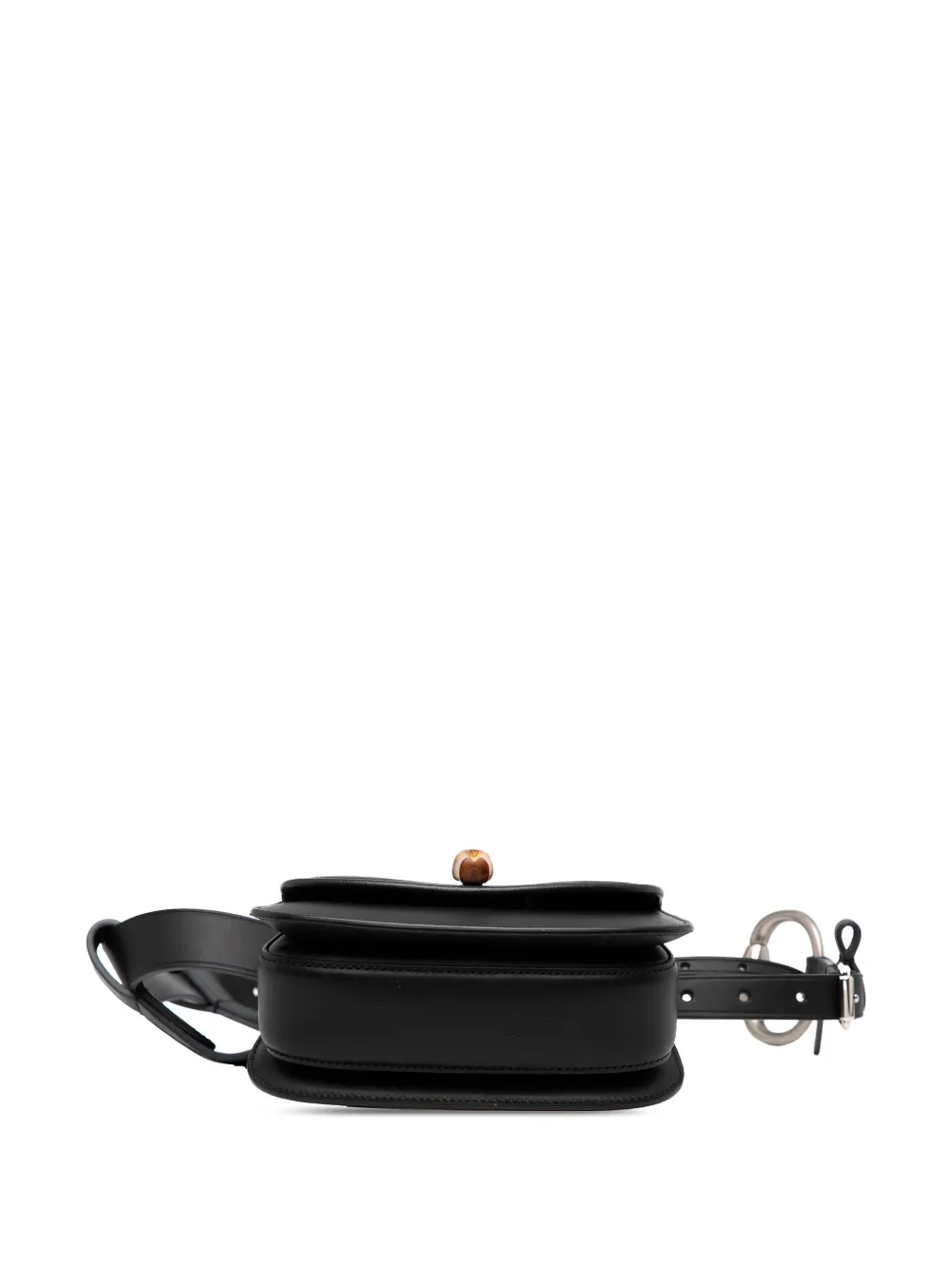 Pre-owned Gucci 2016-2025 Mini Leather Bamboo 1947 Belt Bag In Black