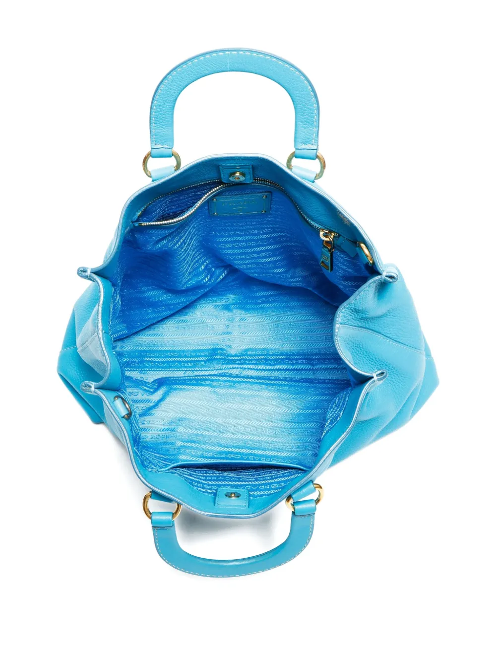Pre-owned Prada 2000-2020s Daino 2way Debossed Tote Bag In Blue