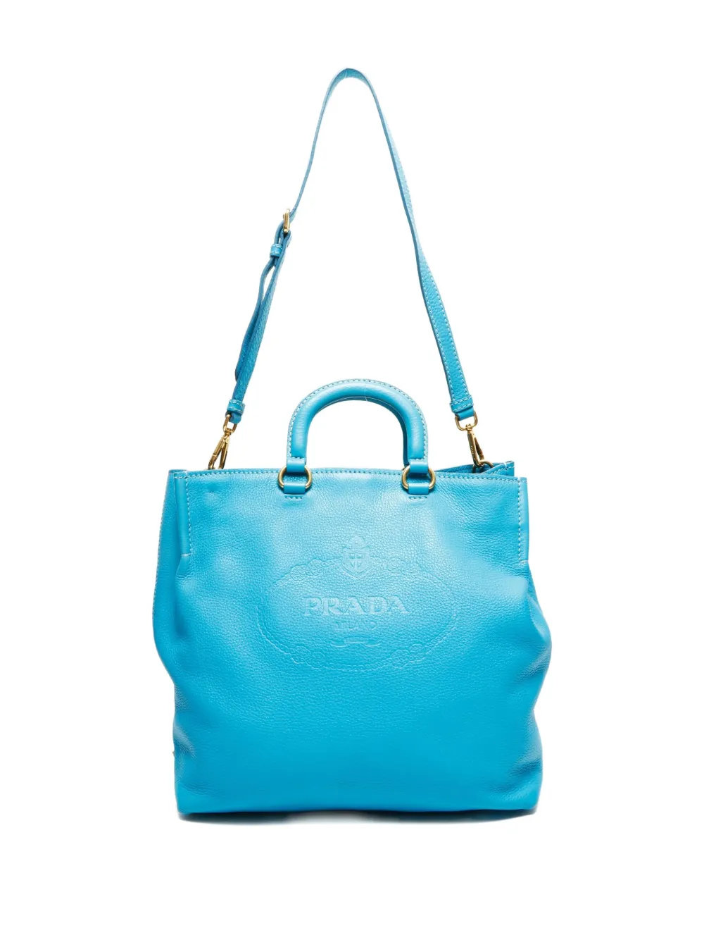 Pre-owned Prada 2000-2020s Daino 2way Debossed Tote Bag In Blue