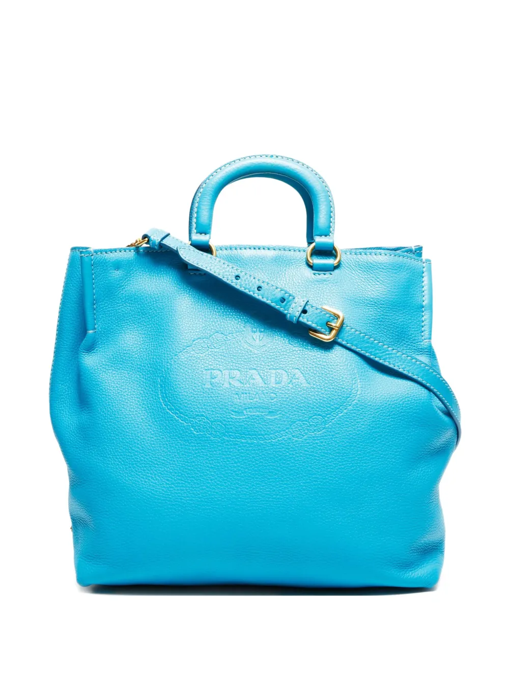 Prada Pre-Owned 2000-2020s Daino 2way debossed tote bag | Blue | Image 1