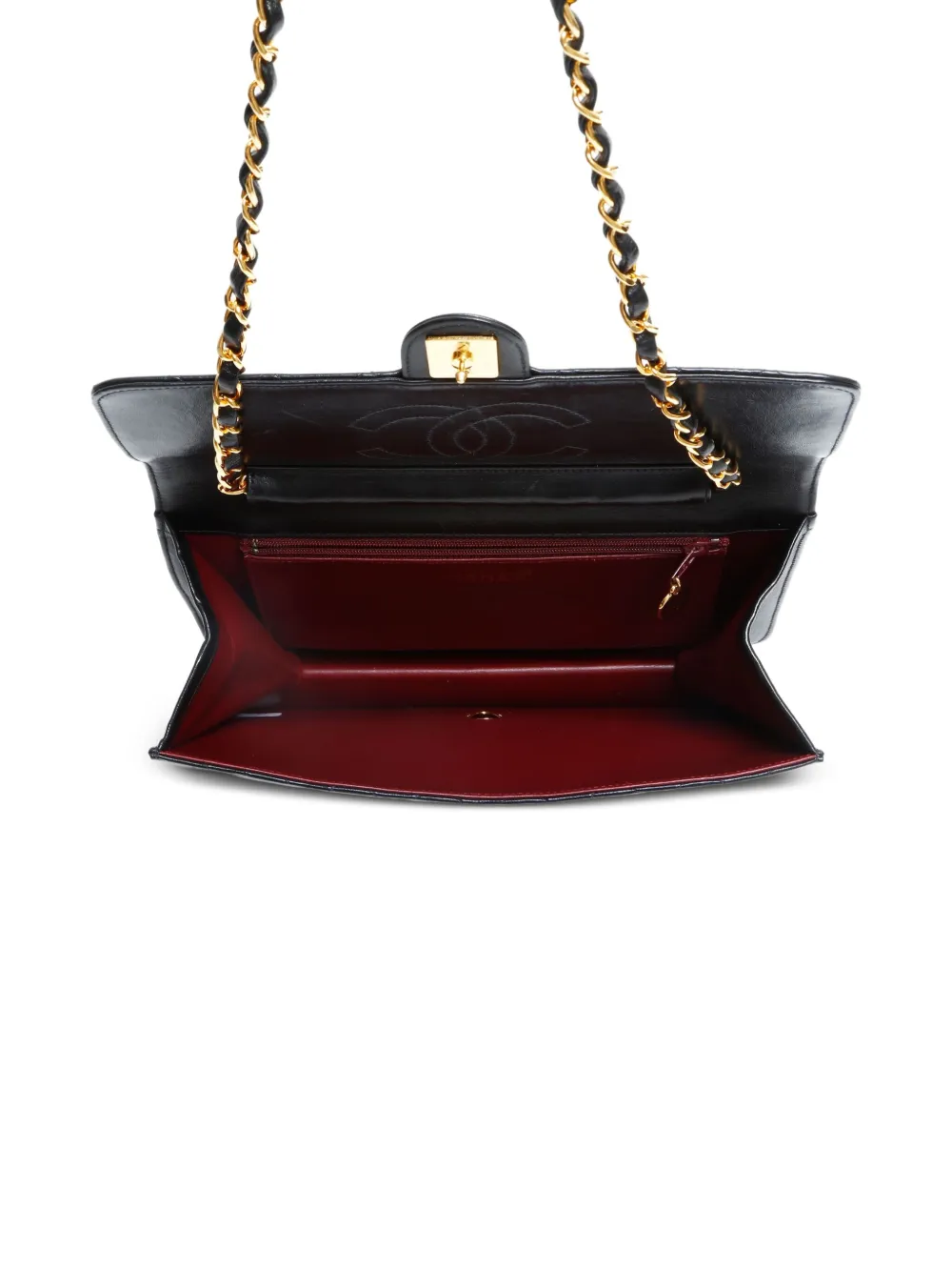 CHANEL Pre-Owned 1996-1997 schoudertas met kettinghengsel en drukslot Zwart