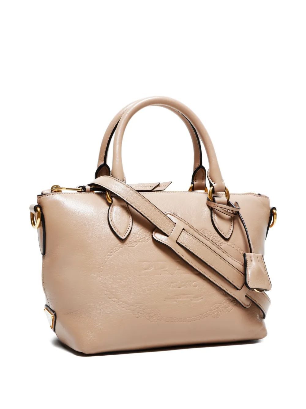 Pre-owned Prada 2015-2025s 2way Logo-debossed Tote Bag In Neutral