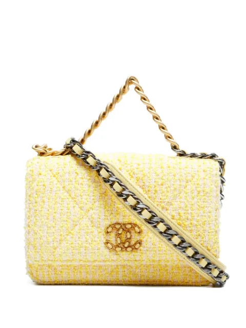 CHANEL Pre-Owned 2021-2023 19 tweed flap chain tote bag