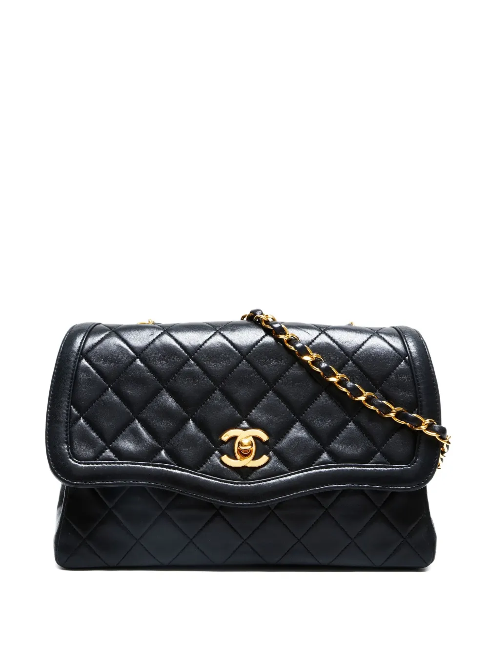 Pre-owned Chanel 1989-1991 Classic Flap Chain Shoulder Bag In Black