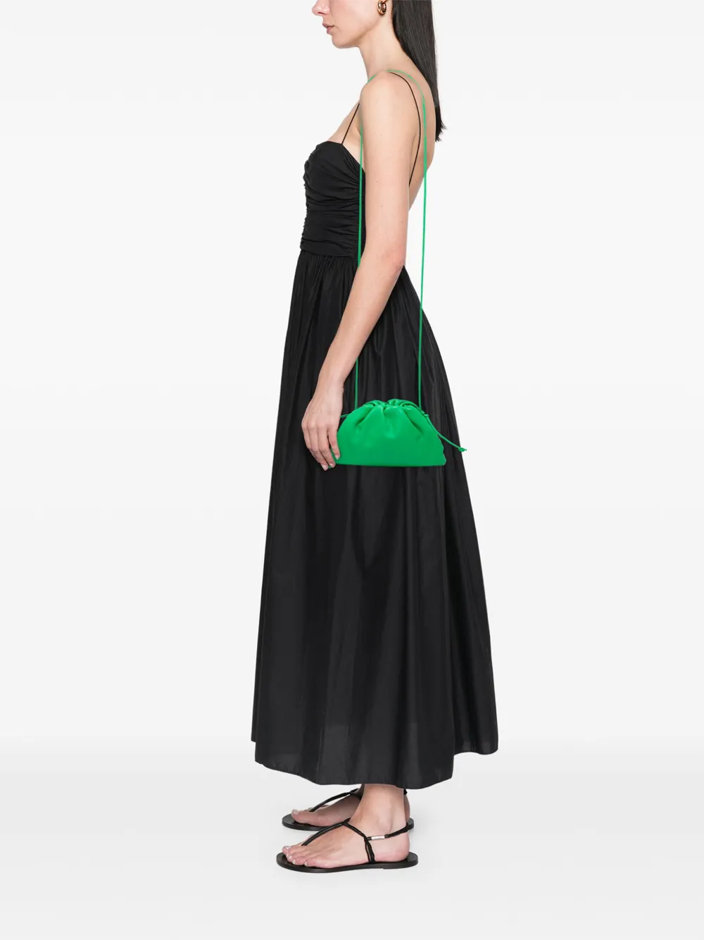 Pre-owned Bottega Veneta 2012-2025 Lambskin The Mini Pouch Crossbody Bag In Green