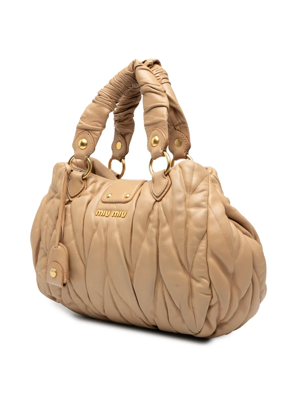 Pre-owned Miu Miu 2010 Matelasse Nappa Coffer Satchel In Brown